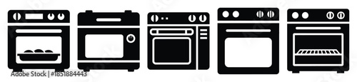 Collection of  baking oven silhouette icon set. cooking vector icons illustration
