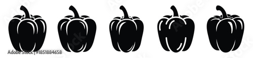 Collection of  bell pepper silhouette icon set. cooking vector icons illustration