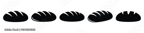 Collection of  bread loaf silhouette icon set. cooking vector icons illustration