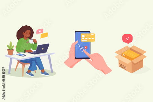 Delivery and shopping concept. Can use for web banner, infographics, hero images. Flat isometric modern vector illustration.