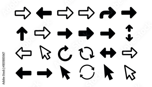 Black and white arrows pointing in different directions directional arrows symbols navigation