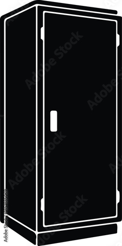 Silhouette Metal Locker Storage Cabinet Object Minimalist Icon Vector Illustration