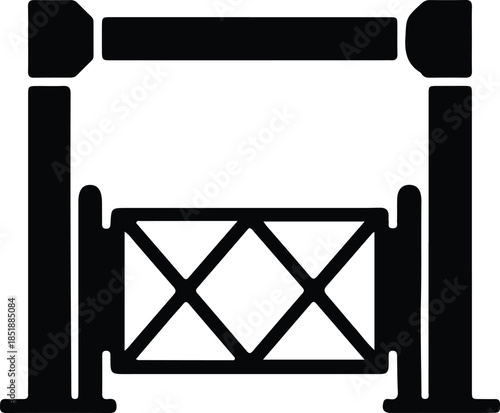 Silhouette modern industrial gate security access control structure vector illustration