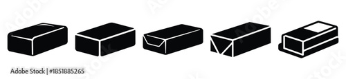 Collection of  butter block silhouette icon set. cooking vector icons illustration
