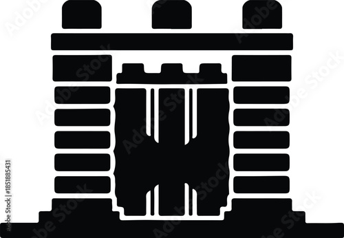Silhouette of a medieval castle gatehouse tower vector illustration