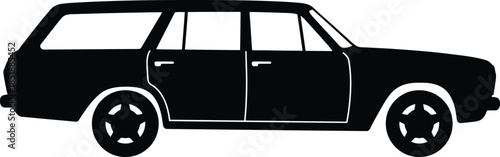 Station Wagon Silhouette Vector Illustration on White Background – Minimal Black Family Car Design for Travel, Lifestyle, and Automotive Themes
