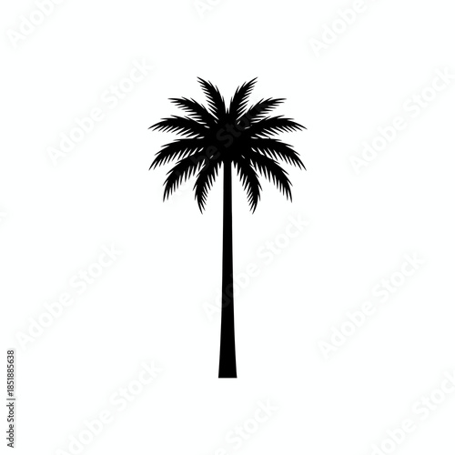 Stylized silhouette of a majestic palm tree, evoking images of tropical beaches, serene getaways, and warm summer destinations, ideal for vacation and leisure themes
