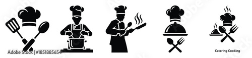 Collection of  catering cooking silhouette icon set. cooking vector icons illustration
