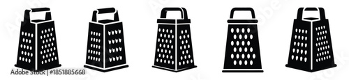 Collection of  cheese grater silhouette icon set. cooking vector icons illustration