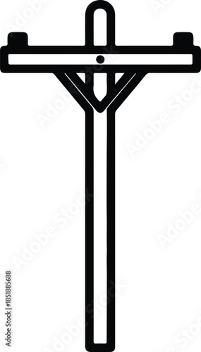 Silhouette of a utility power pole with insulators and crossarm Vector Illustration
