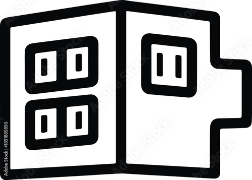 Silhouette of electrical outlet with multiple sockets Vector Illustration