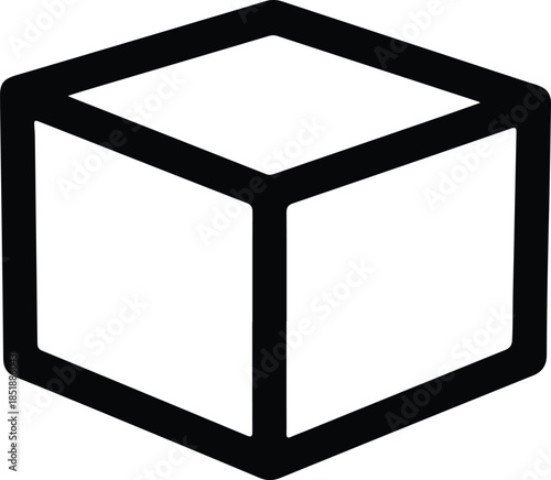 Silhouette simple isometric three dimensional cube outline shape abstract symbol Vector Illustration