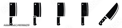 Collection of  chopping knife silhouette icon set. cooking vector icons illustration