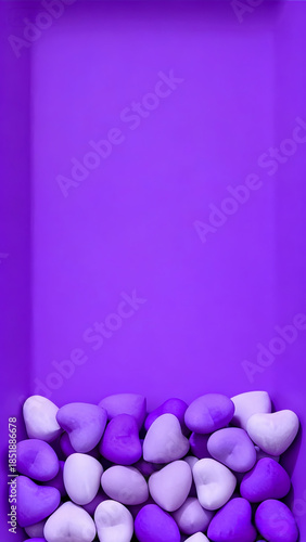 Purple Gradient with Heart Border: Romantic Minimalist Valentine’s Day Background