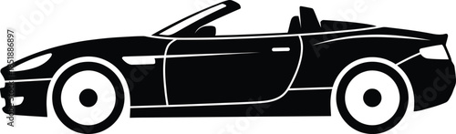 Convertible Car Silhouette Vector Illustration on White Background – Minimal Black Open‑Top Vehicle Design for Lifestyle, Travel, and Automotive Themes