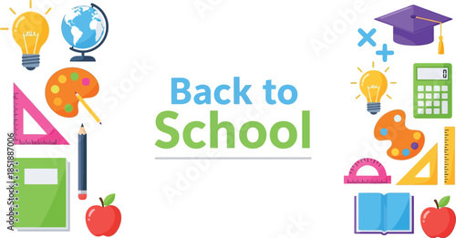 Bright and colorful school supplies arranged for a cheerful back to school celebration