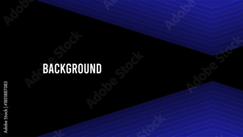 Black abstract background with blue overlay triangular pattern, symmetrical frame	