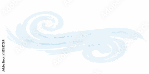 Abstract light blue brushstroke swirl design on a plain white background