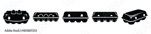Collection of  egg carton silhouette icon set. cooking vector icons illustration