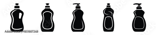 Collection of  dish soap silhouette icon set. cooking vector icons illustration