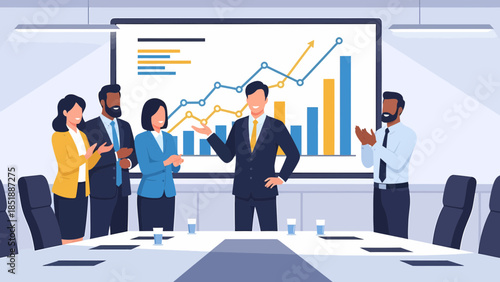 Business Professionals Discussing Graphs and Charts.