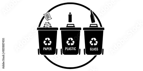 Waste Sorting Recycling Center Mall Silhouette