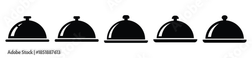 Collection of  food cover cloche silhouette icon set. cooking vector icons illustration