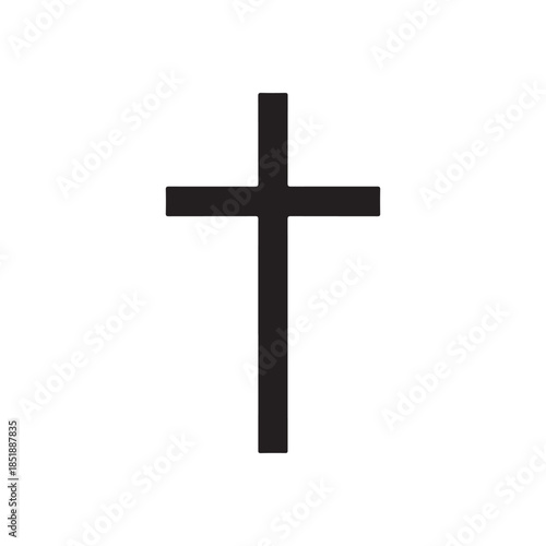 Graphic christian cross symbol silhouette vector flat illustration on white background