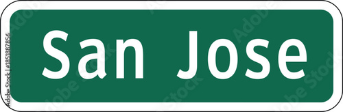 San Jose, California Green Road Sign Design Vector