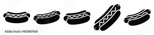 Collection of  hot dog silhouette icon set. cooking vector icons illustration