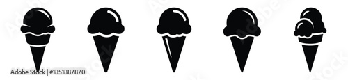 Collection of  ice cream cone silhouette icon set. cooking vector icons illustration