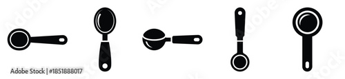 Collection of  measuring spoon silhouette icon set. cooking vector icons illustration