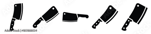 Collection of  meat cleaver silhouette icon set. cooking vector icons illustration