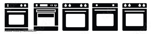 Collection of  oven door silhouette icon set. cooking vector icons illustration