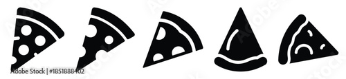 Collection of  pizza slice silhouette icon set. cooking vector icons illustration