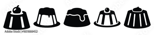 Collection of  pudding silhouette icon set. cooking vector icons illustration