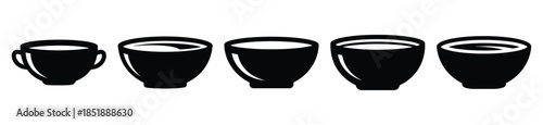 Collection of  soup bowl silhouette icon set. cooking vector icons illustration