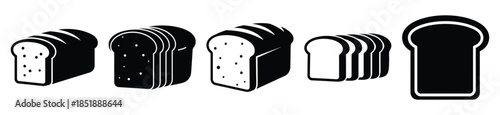 Collection of  sliced bread silhouette icon set. cooking vector icons illustration