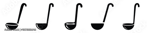 Collection of  soup ladle silhouette icon set. cooking vector icons illustration