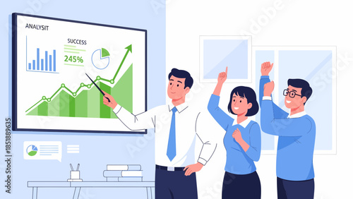 Business Team Discussing Financial Growth Chart.