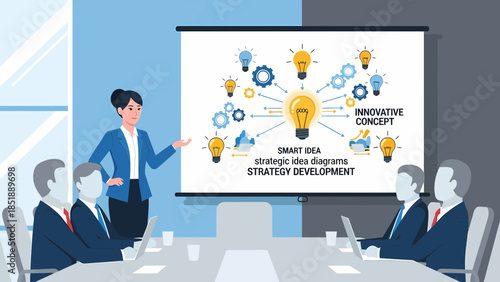 Business Team Discussing Strategy with Presentation.