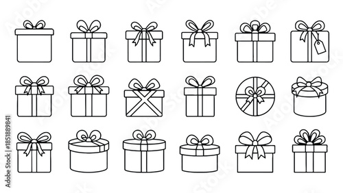 Collection of beautifully wrapped gift boxes and bows