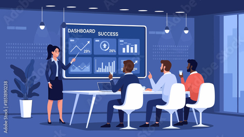 Business Team Reviewing Graphs and Charts.