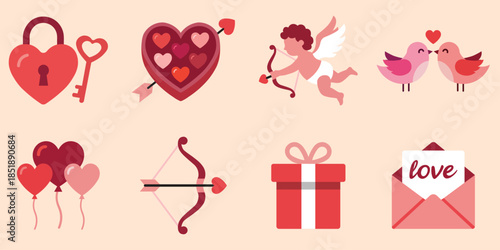 Valentine's day icon's collection. Love and affection icons
