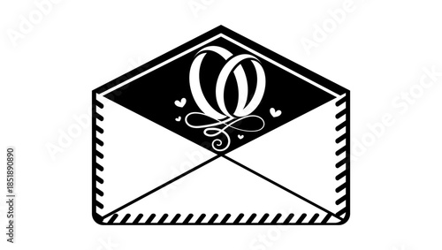 Wedding Invitation Card symbol ,black isolated silhouette