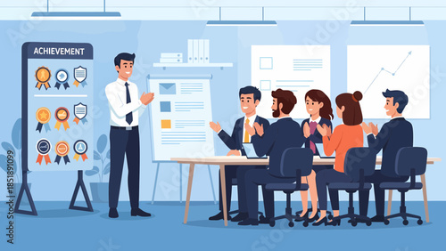 Businessman Presenting to Colleagues in Meeting Room 5.