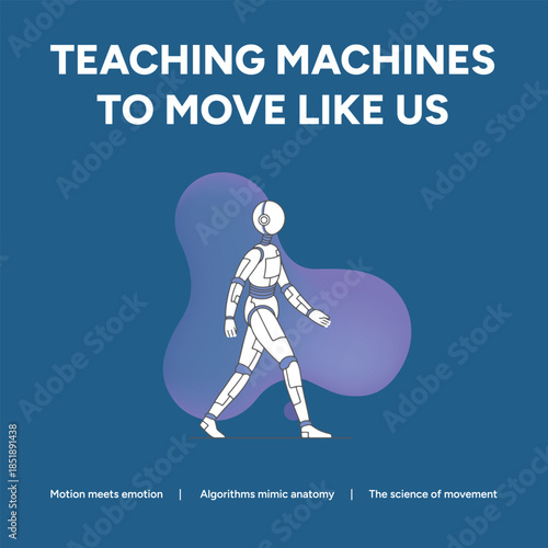 Humanoid Robot Walking Concept Illustration Showing Mimicry of Human Anatomy and Motion Science