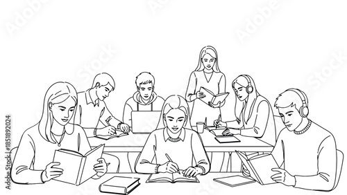 Students studying together in a collaborative learning environment