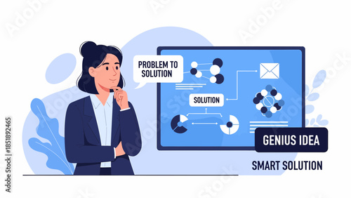 Woman Thinking Creative Problem Solving Concept.