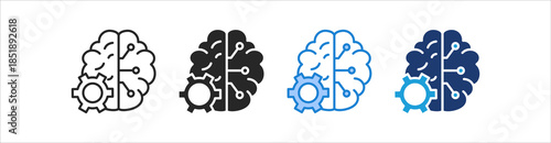 Brain Icon Set Multiple Style Vector Collection
